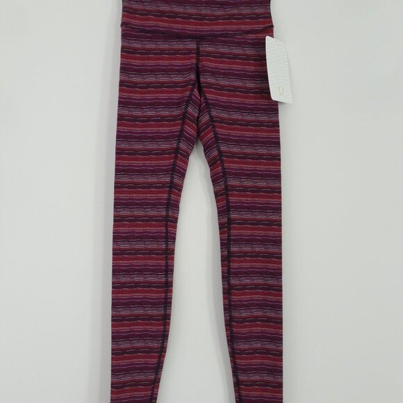 NWT LULULEMON SDTK Red Wine Plum Multicolor Wunder Under 4 Way Stretch Pants 4 - Picture 1 of 5